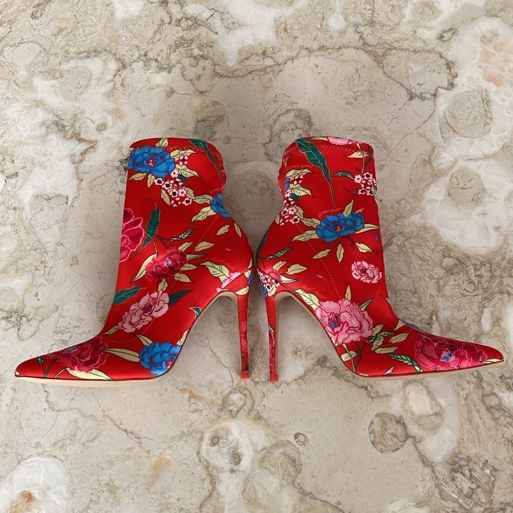 NWOT Aldo Cirelle Stiletto Sock Booties Floral Print - Picture 12 of 13